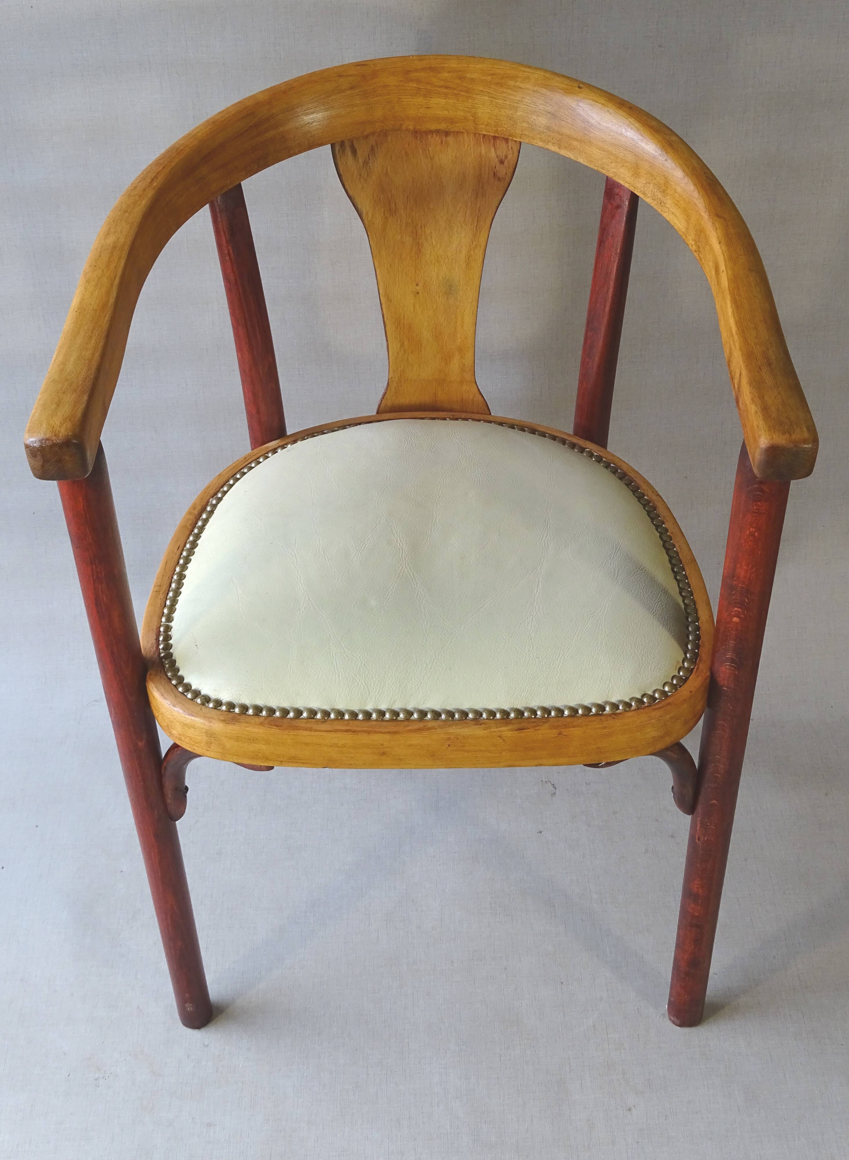 Thonet Art Deco armchair 1930, No. A 967 F, leather saddle.