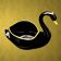 Vintage black and gold ceramic swan vase from the 1960s.
