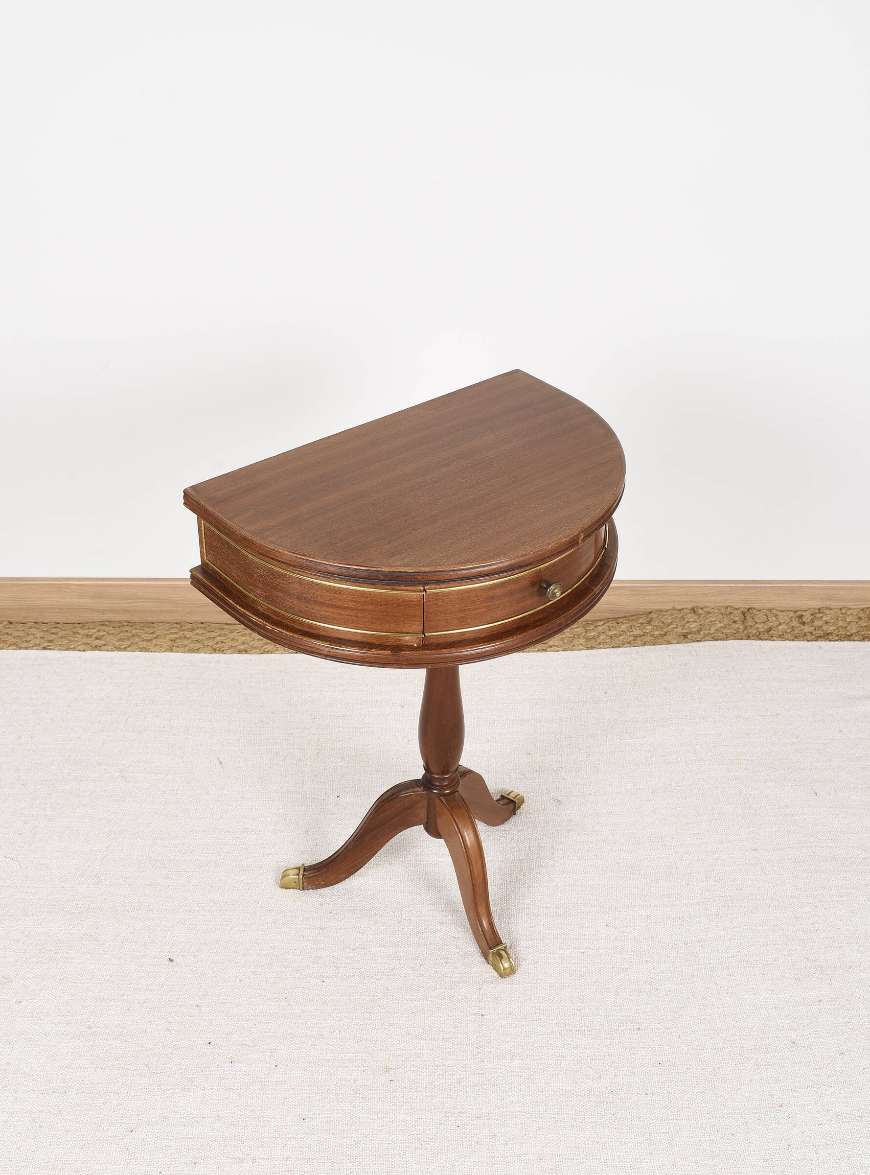 Pedestal table or small side table with drawer.