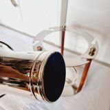 Magnifique Seau à Champagne pour 6 verres au Design Années 70 en Métal Argenté et Cuir.