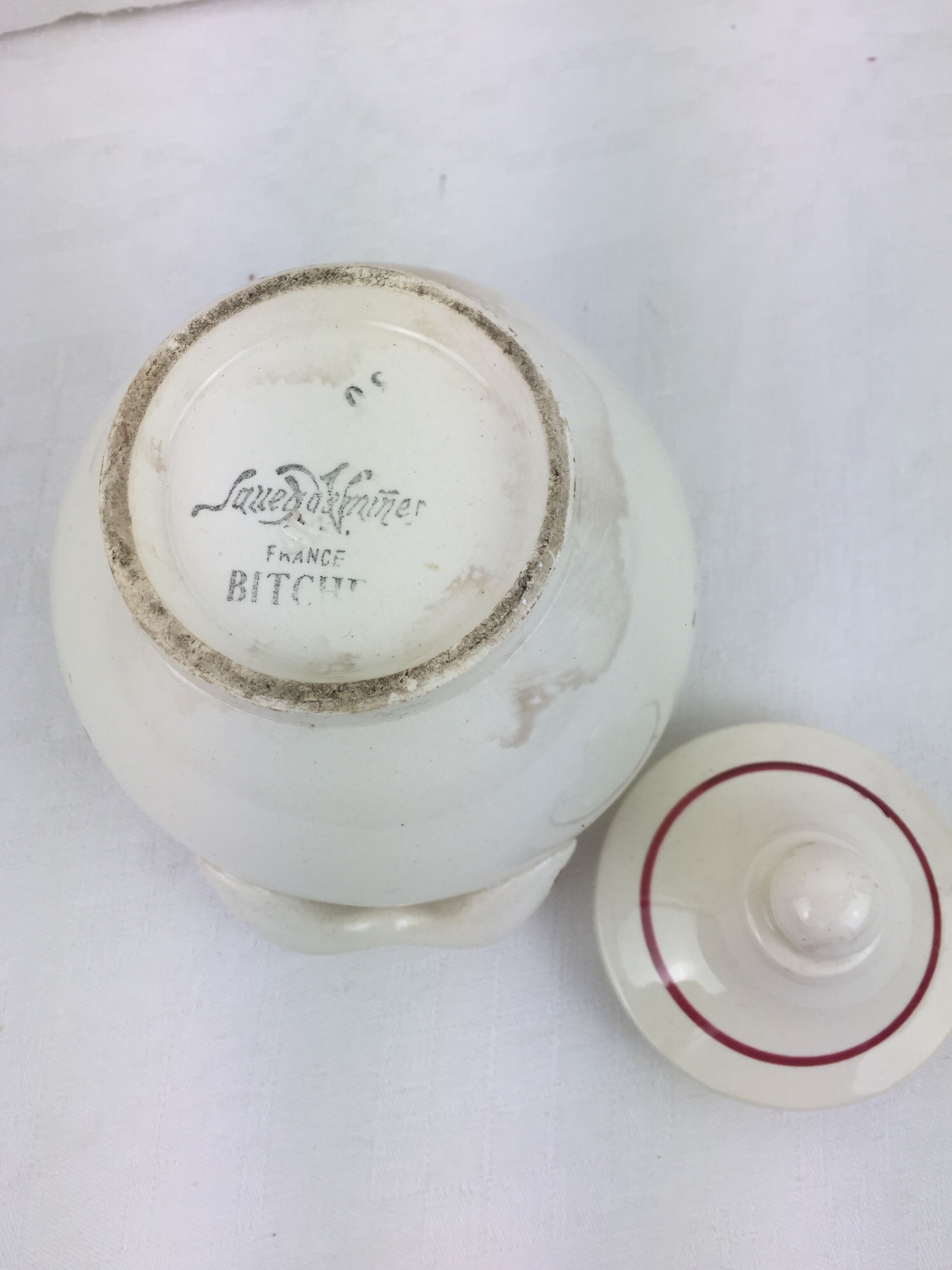 Old sugar bowl with floral decoration Made in France Sarreguemines