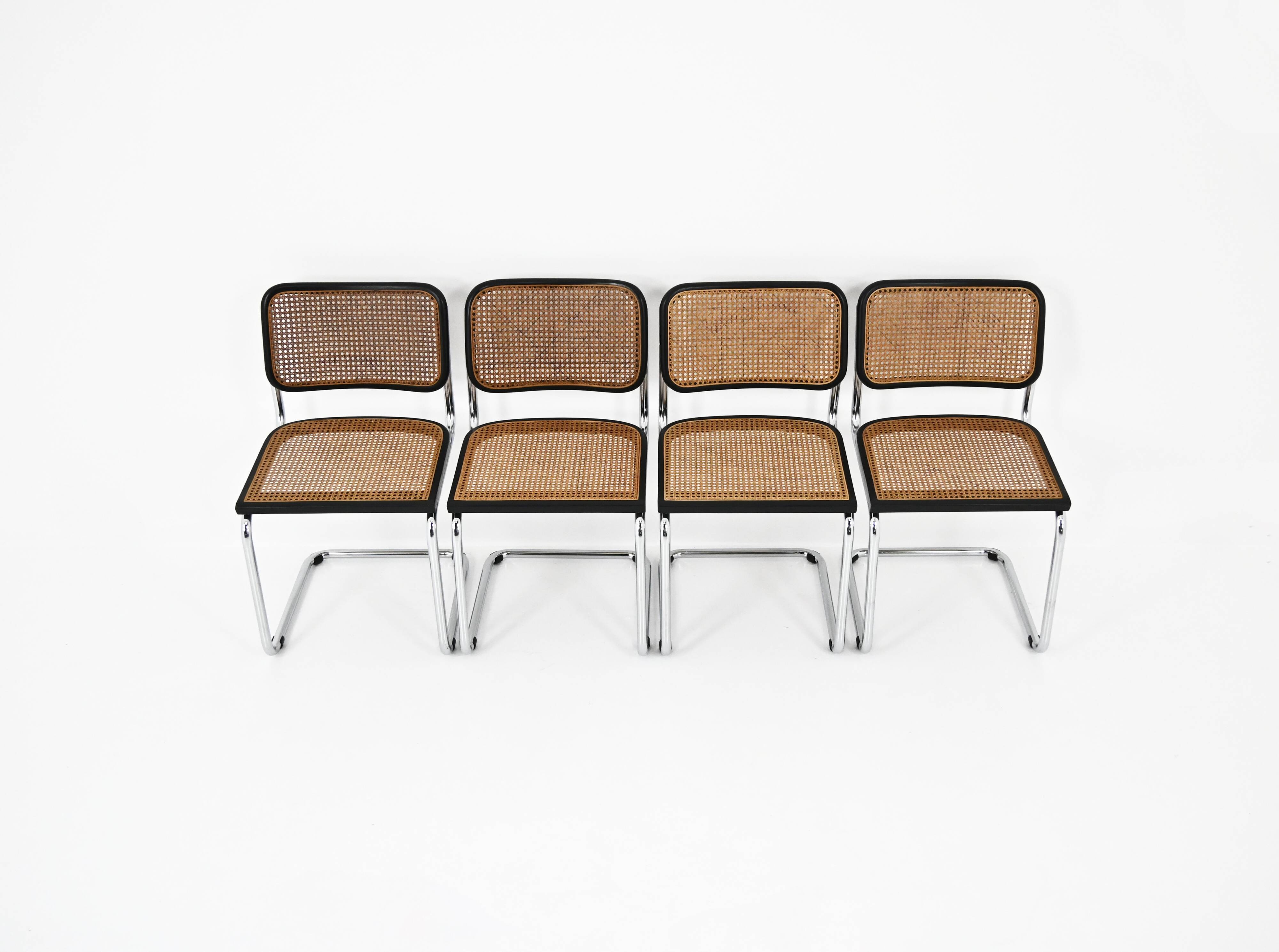 Set of 4 B32 model dining chairs by Marcel Breuer.