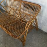 Sofa bench vintage rattan