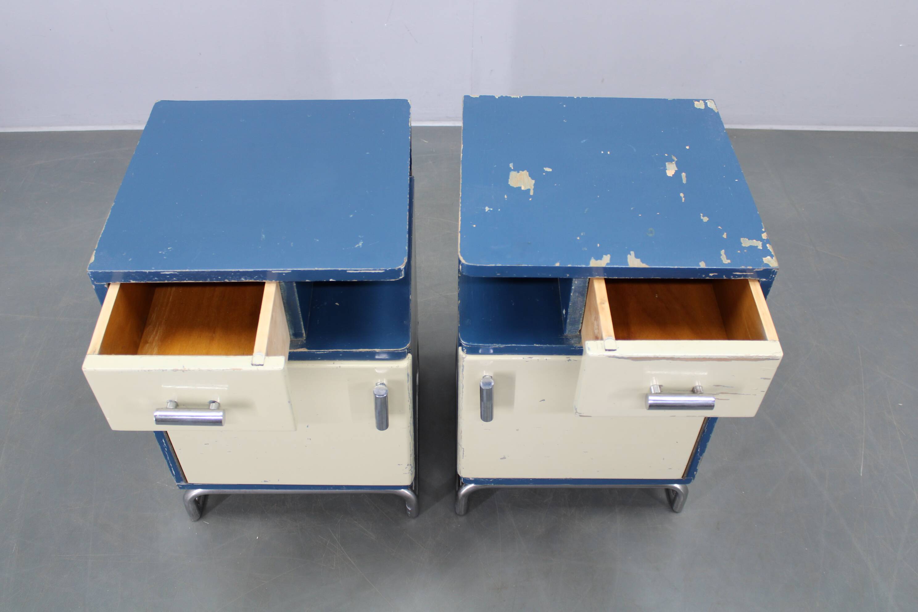 Pair of Bauhaus nightstands, Czechoslovakia, 1930s