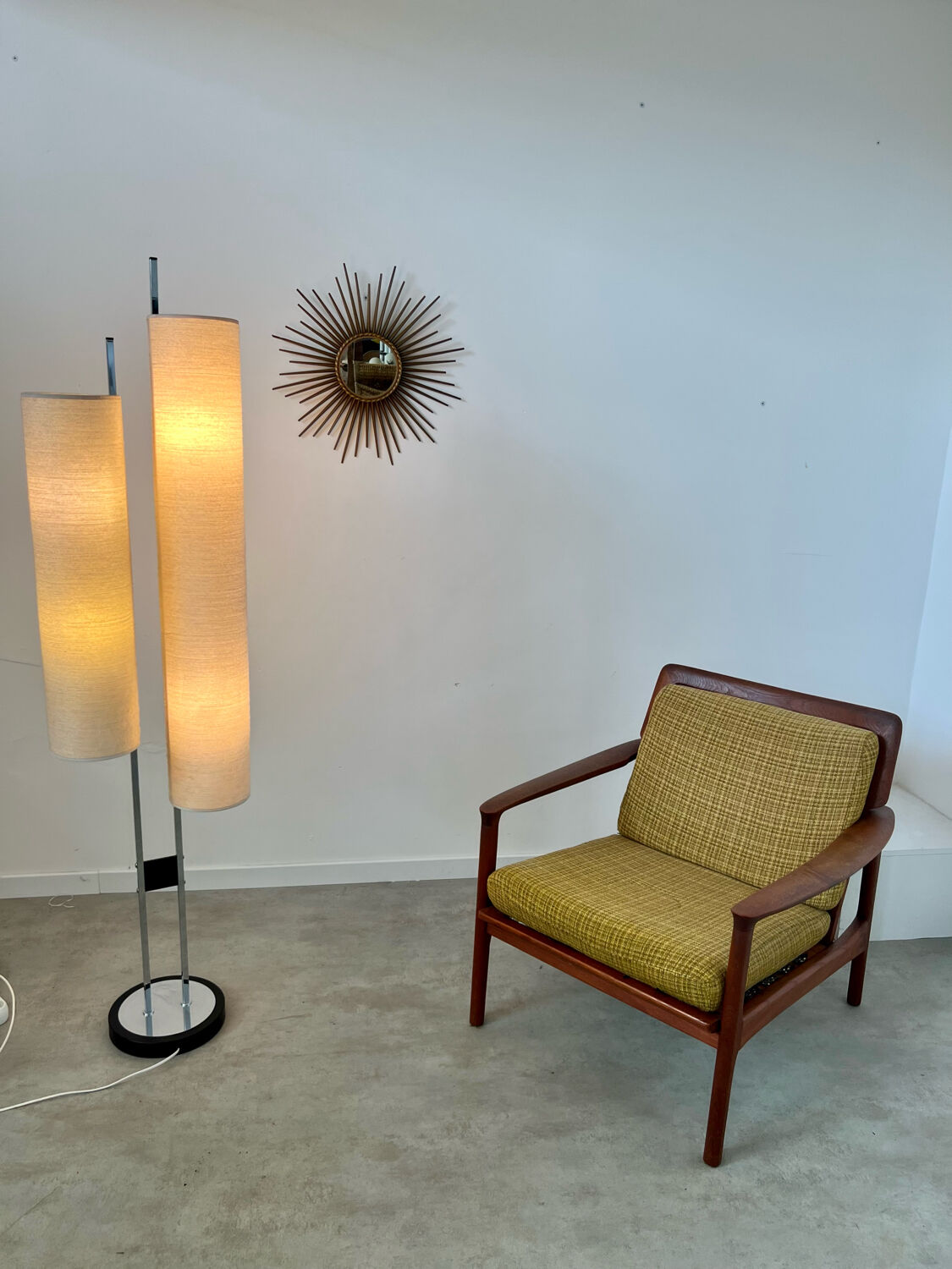 Old Scandinavian design armchair in vintage teak year 60