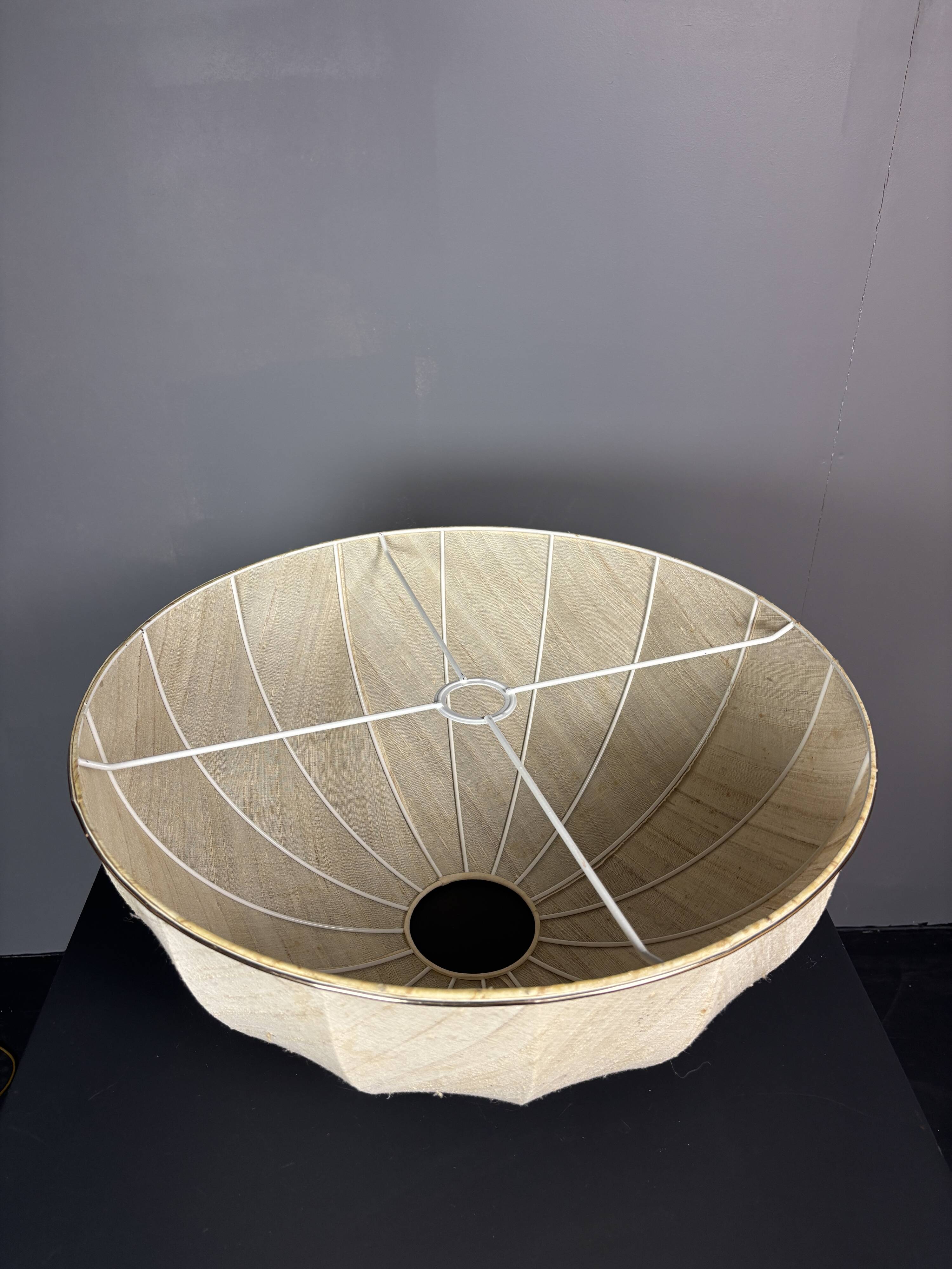 Lampe de table extra large en rotin à tige de crayon avec abat-jour en forme de champignon, années 1970