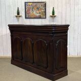 Comptoir de bar en chêne début XXème avec habillage d'époque zinc et étain