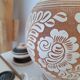 Vase / Poterie d'art artisanal crème et beige