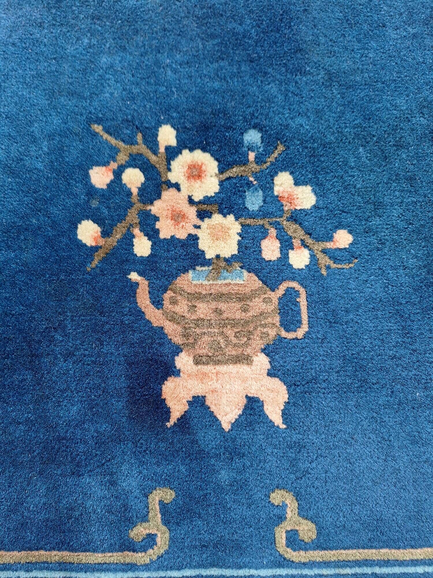 Art Deco Wool Handmade Rug Large 1920s with Bats