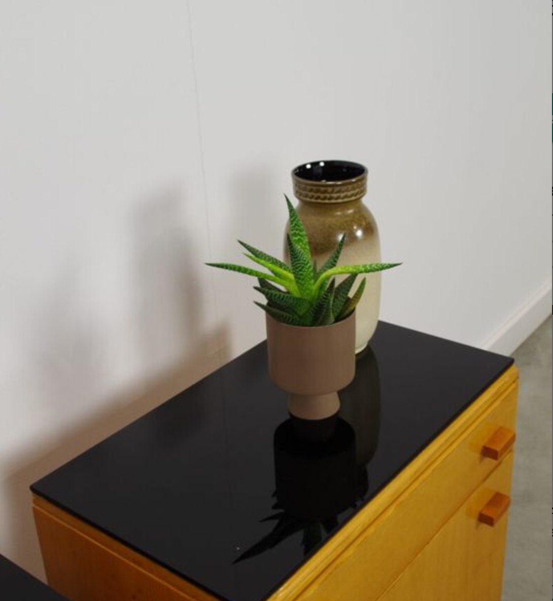 Set of vintage wooden design bedside tables