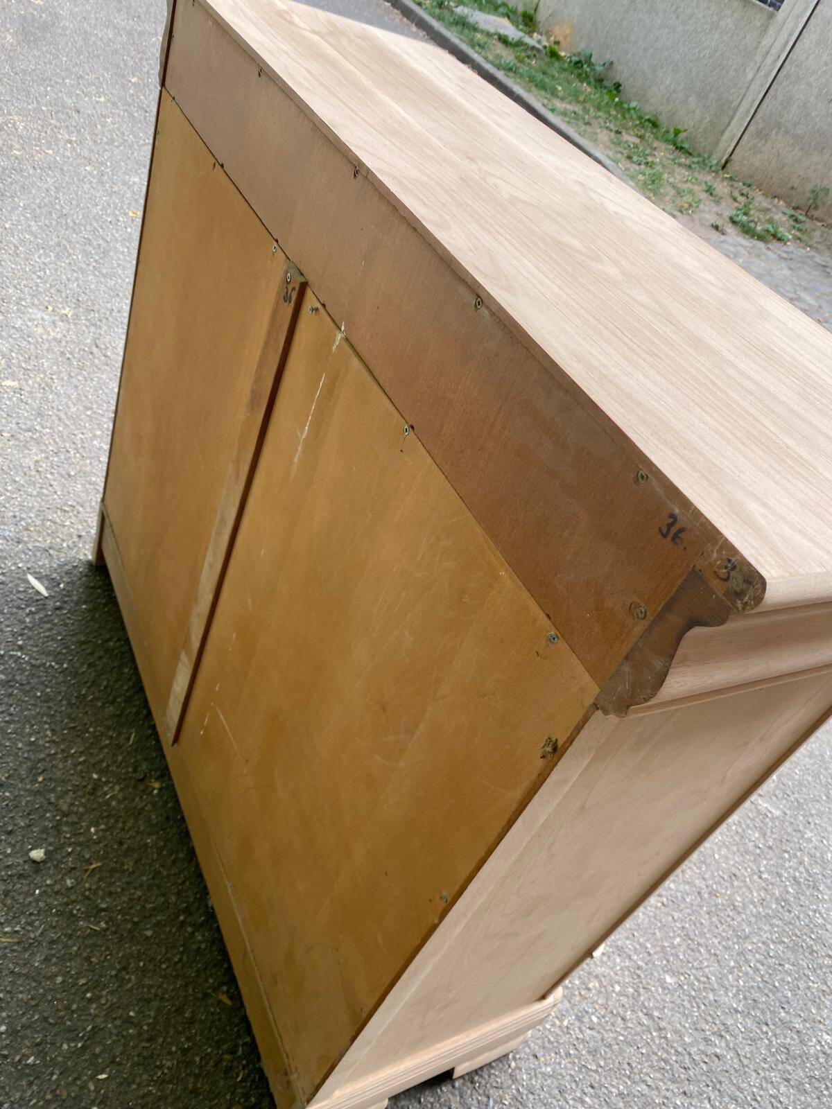 Louis Philippe buffet with 2 drawers and 2 doors, stripped wood from the 2000s.