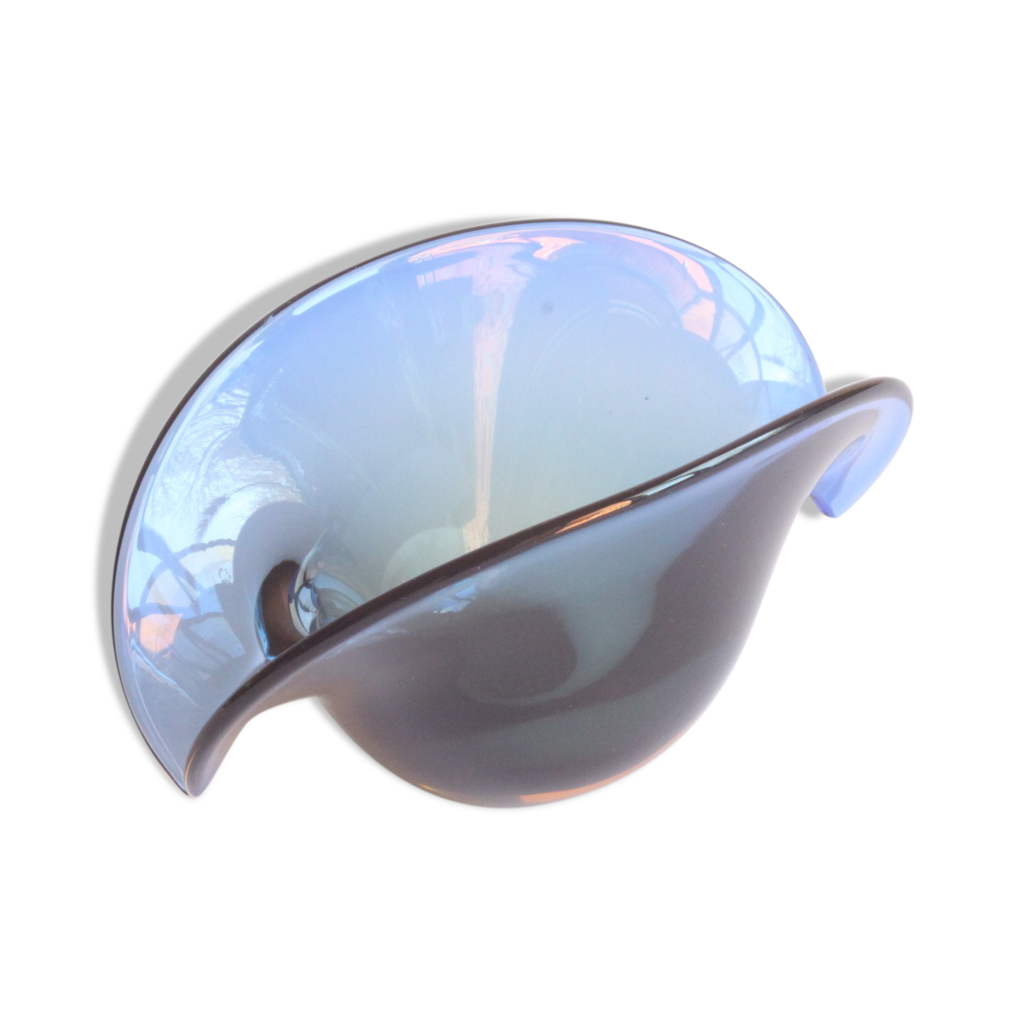 Seguso Dalla Venezia double base trinket bowl, Murano 1950s.