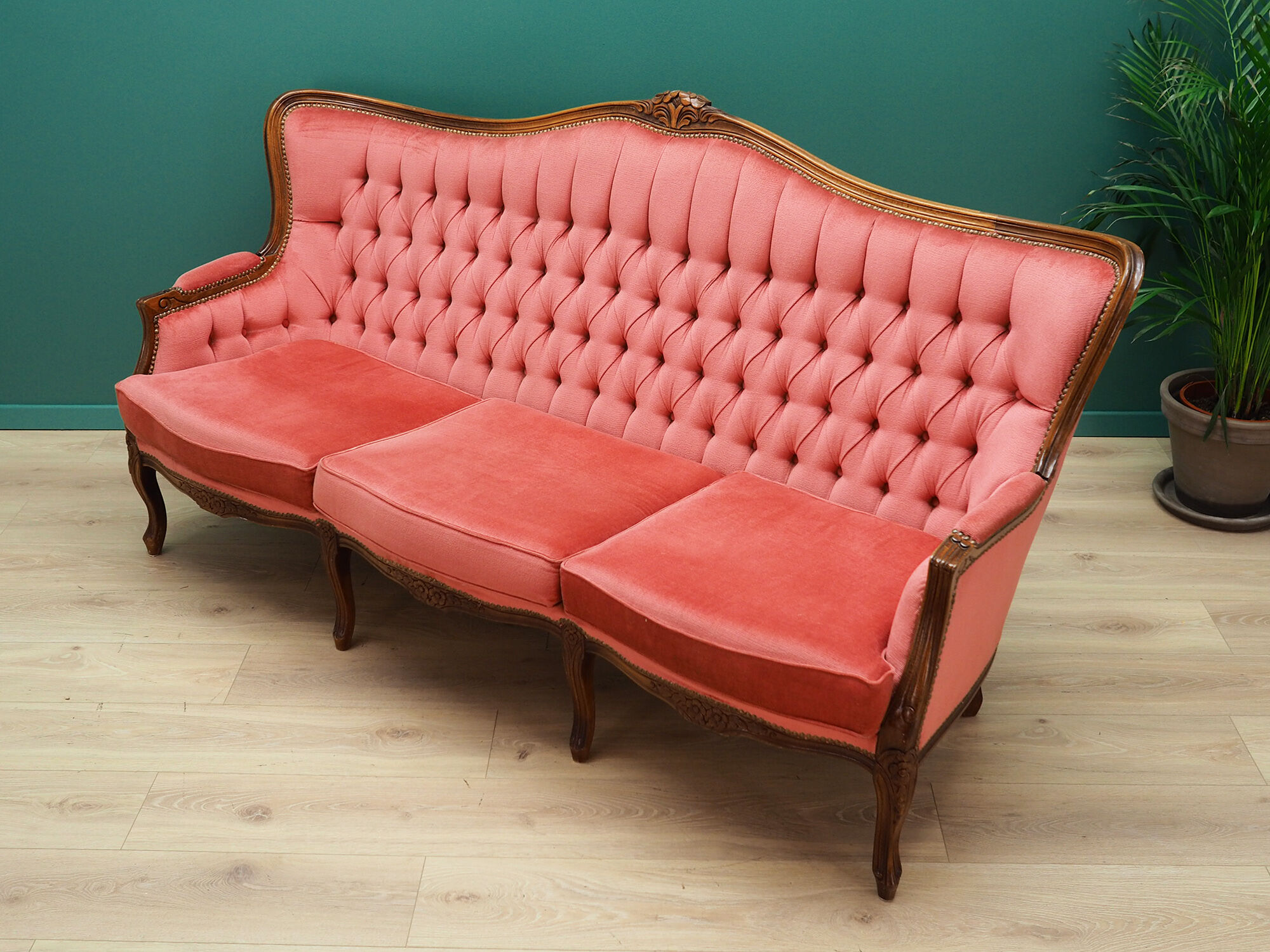 Canapé en velours rose, design suédois, années 1980