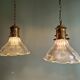 Pair of Holophane wall lamps in grooved glass, 1920s-30s