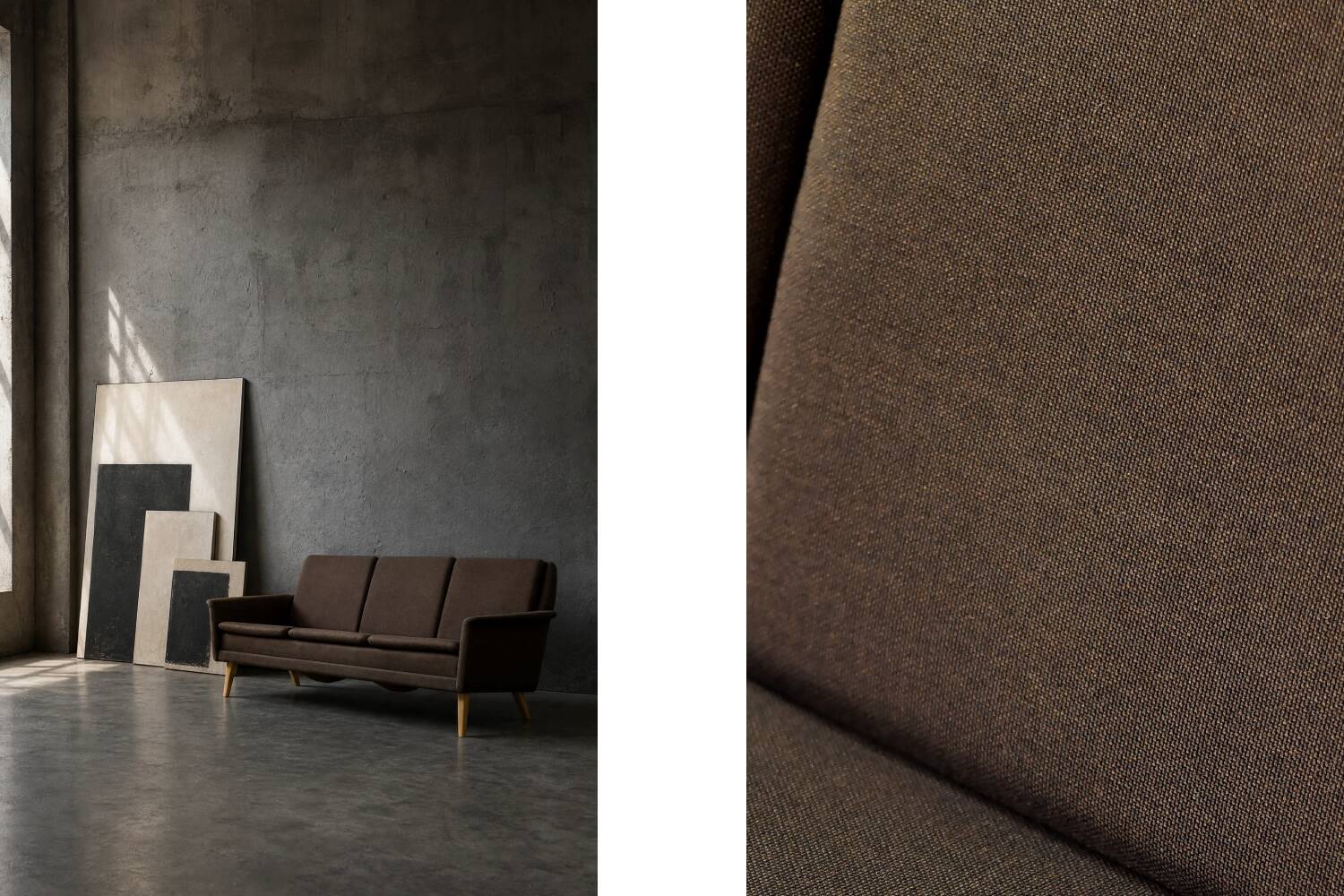 Mid-Century Danish Brown 3-Seater Sofa by Folke Ohlsson for Fritz Hansen