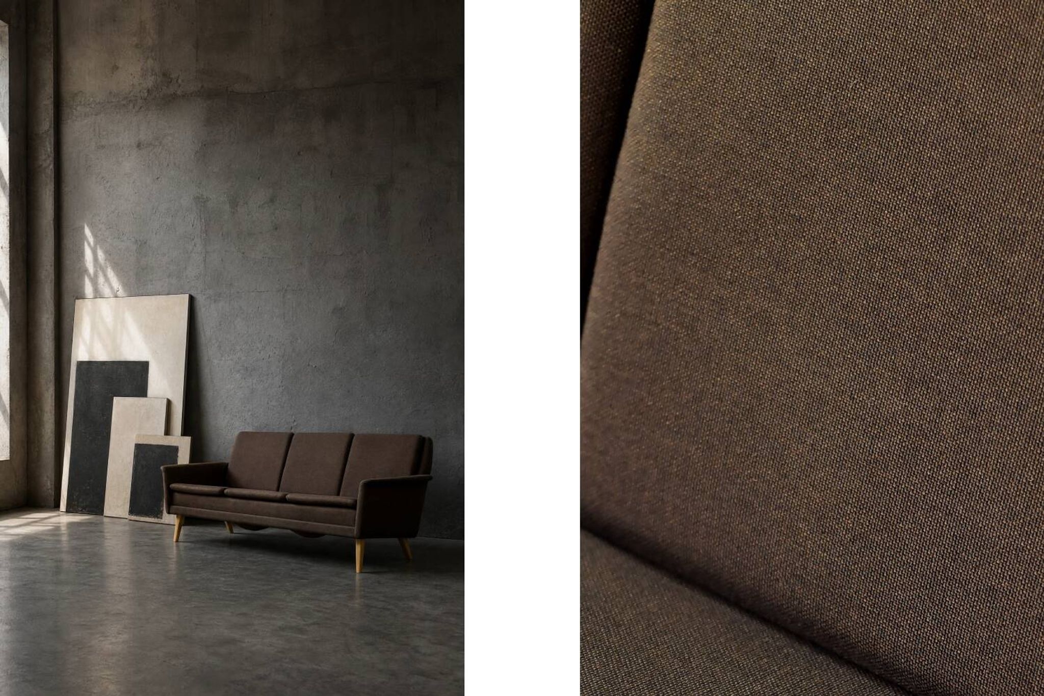 Mid-Century Danish Brown 3-Seater Sofa by Folke Ohlsson for Fritz Hansen