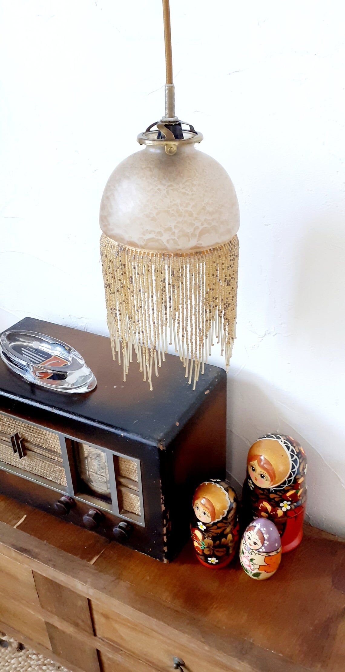 Suspension vintage en pâte de verre