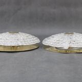 1970s Carl Fagerlund Pair of Brass and Glass Ceiling Lamps, Sweden