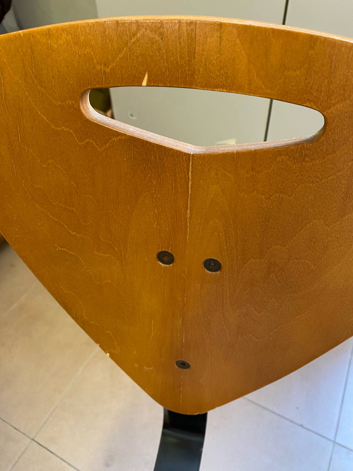 Chaise italienne année 80, en bois et métal