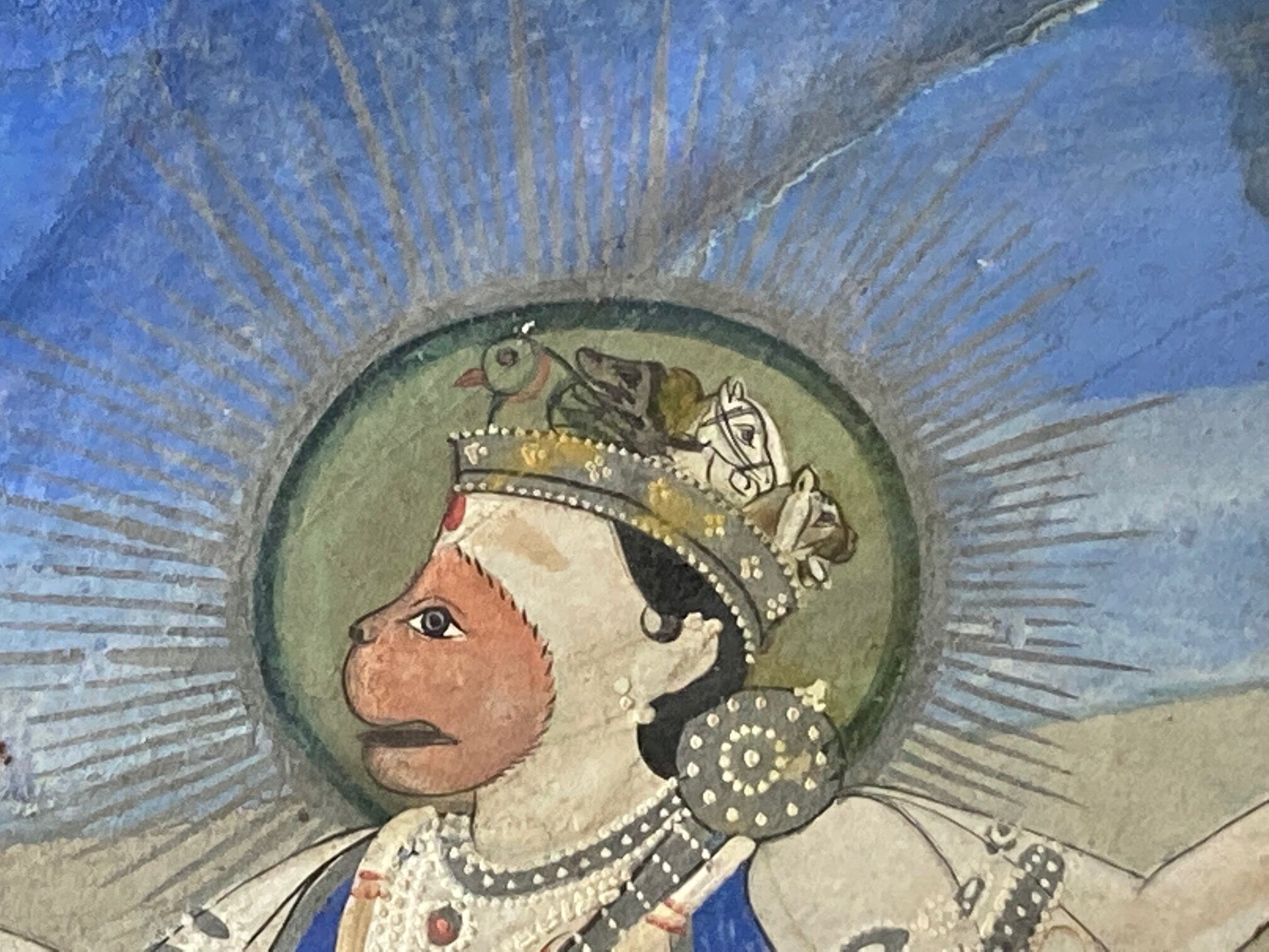 Indian miniature depicting an avatar of Anupam the monkey god