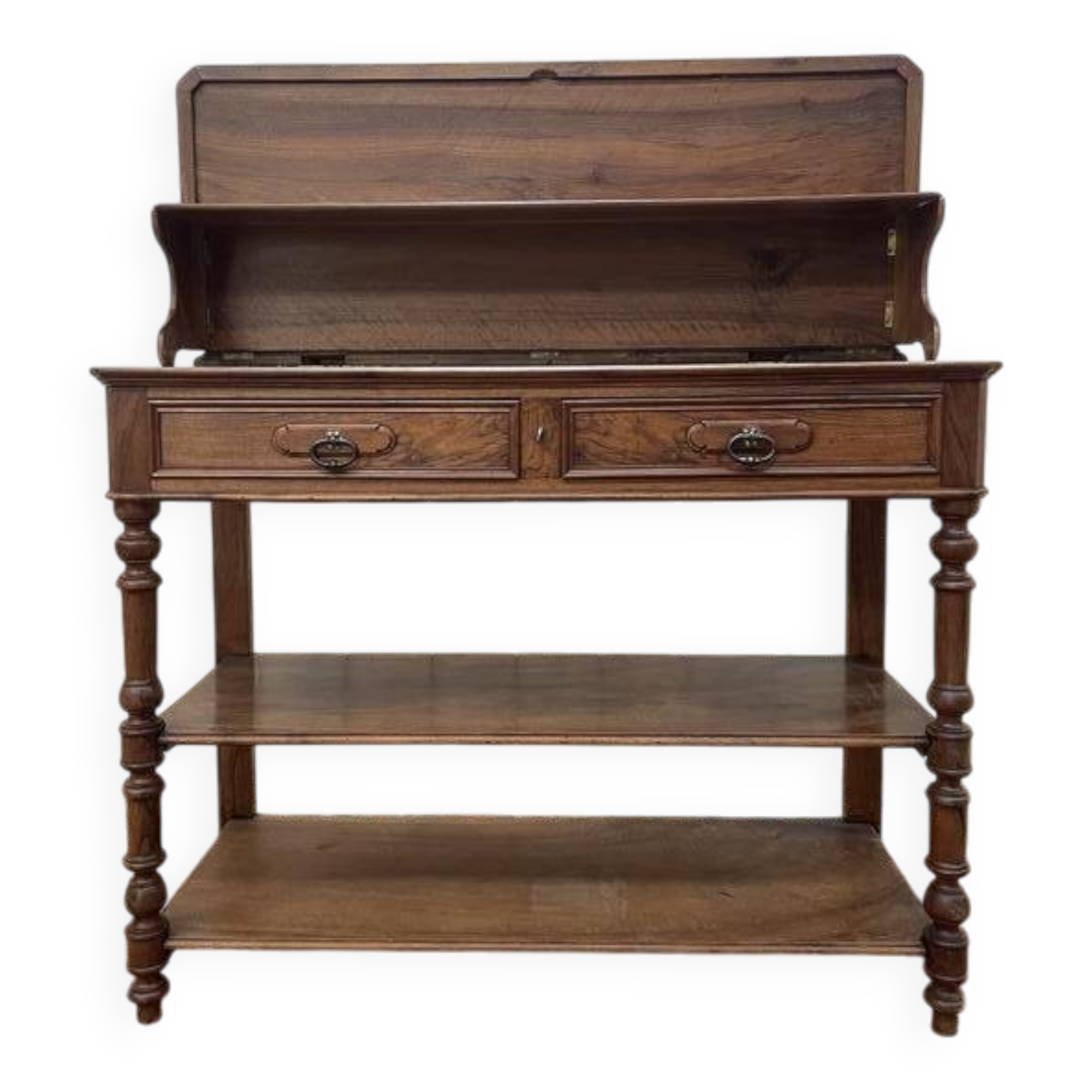 Console époque Napoléon III en noyer et marbre blanc