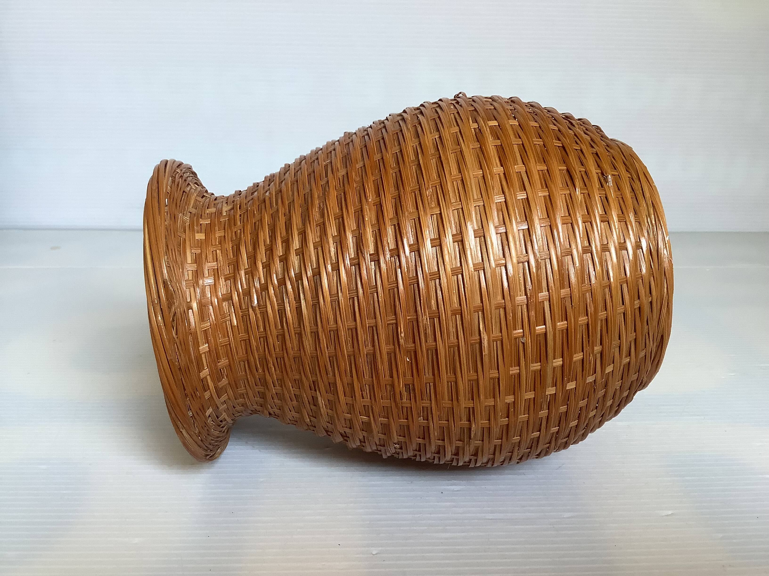 Ikebana style ceramic interior bamboo woven vase