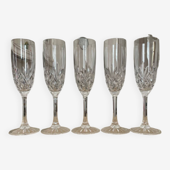 5 Royal Scot Crystal Edinburgh Champagne Flutes