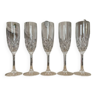 5 Royal Scot Crystal Edinburgh Champagne Flutes