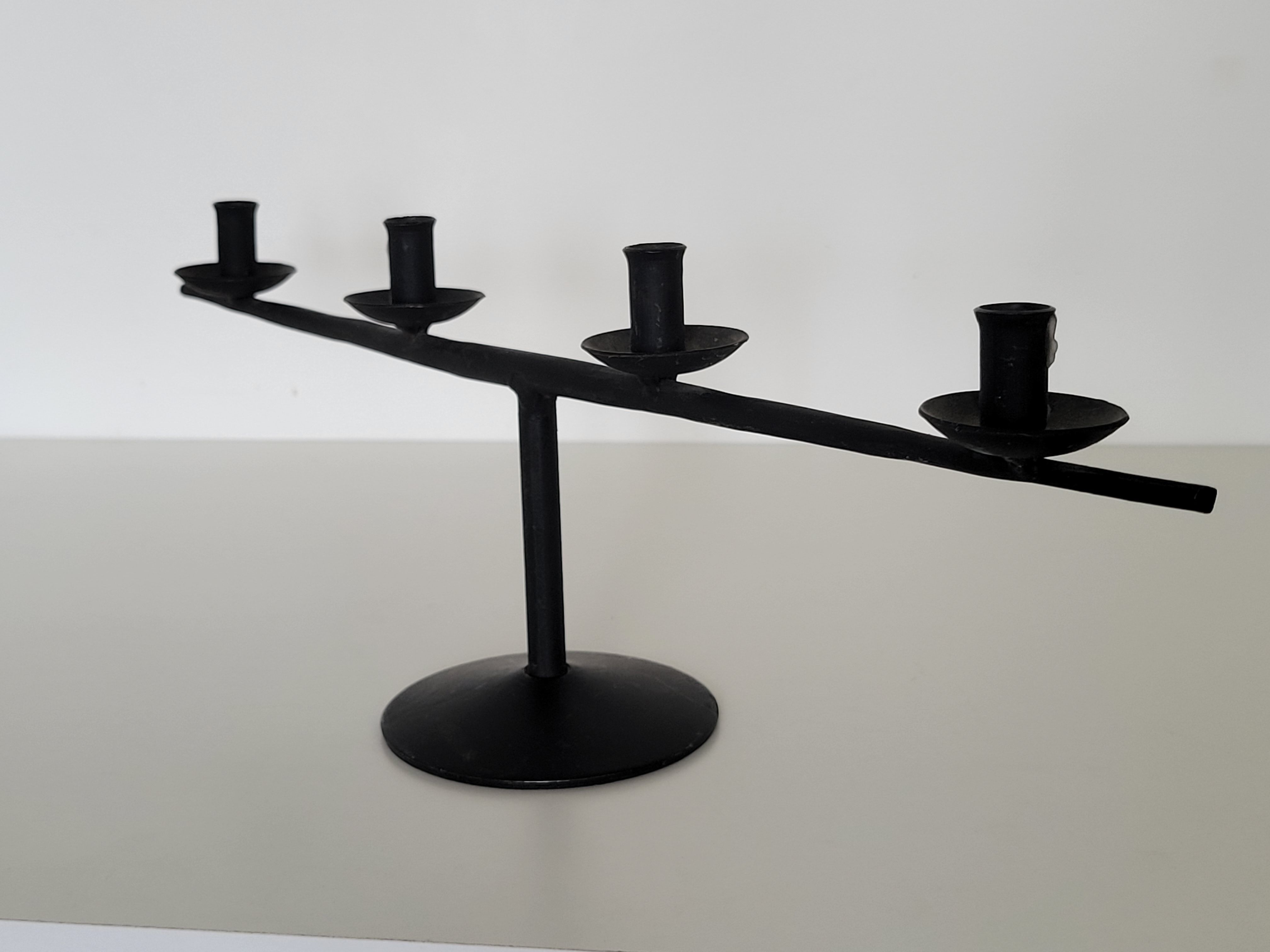 Brutalist candlestick candlestick with 4 metal branches
