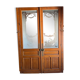 Paire de portes vitrées gravées