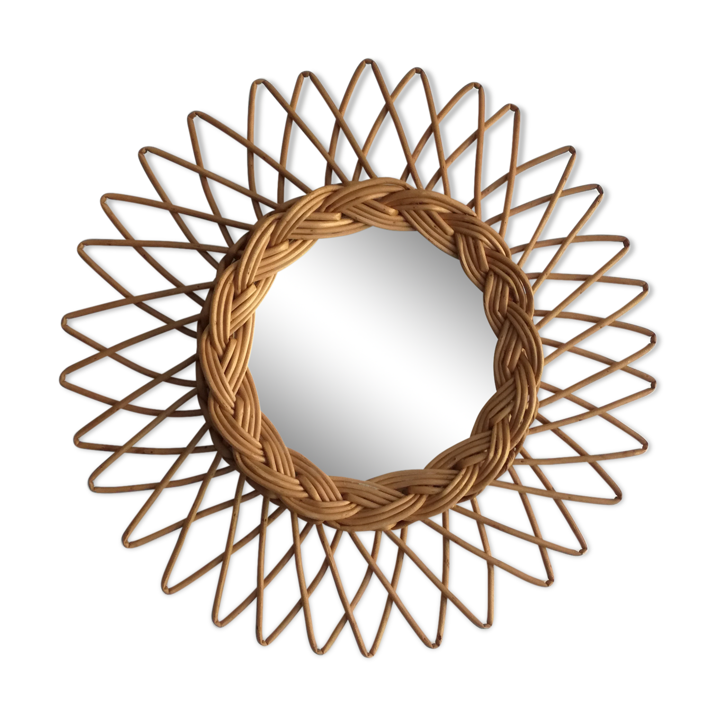 Sun rattan mirror 30cm