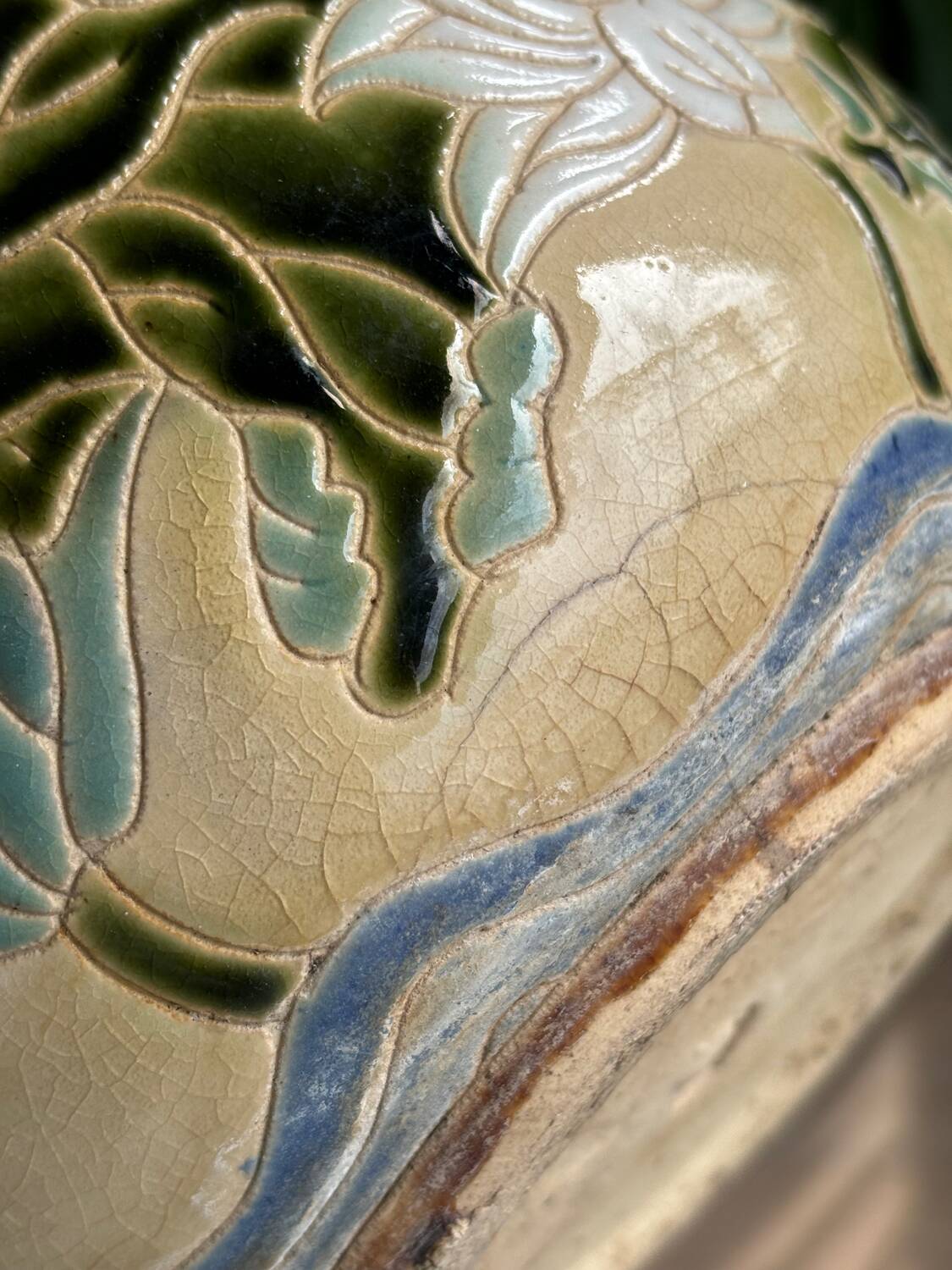 Old glazed ceramic cache pot