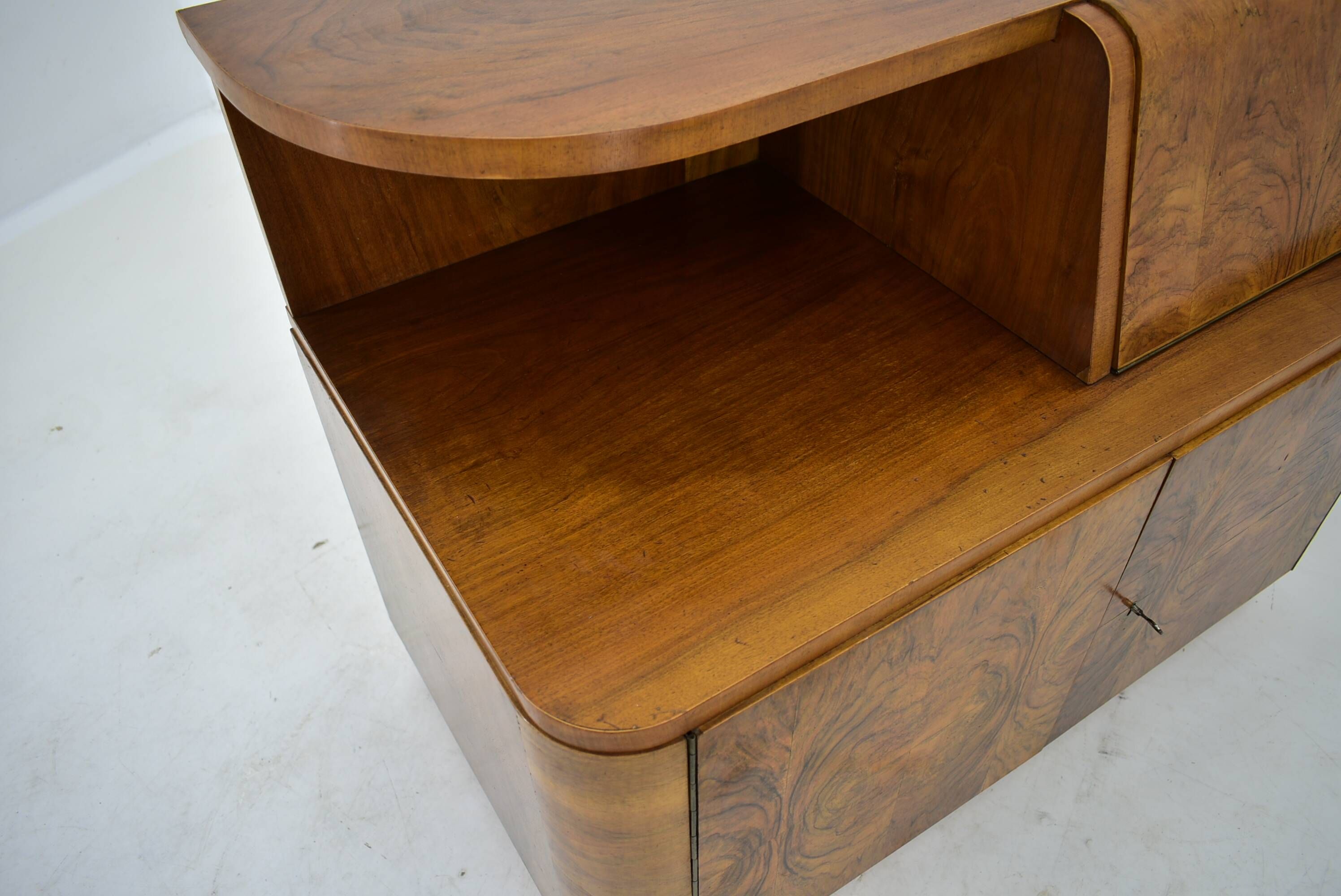 Art Deco cabinet from 1940 made of walnut for UP Závody, Czechoslovakia.