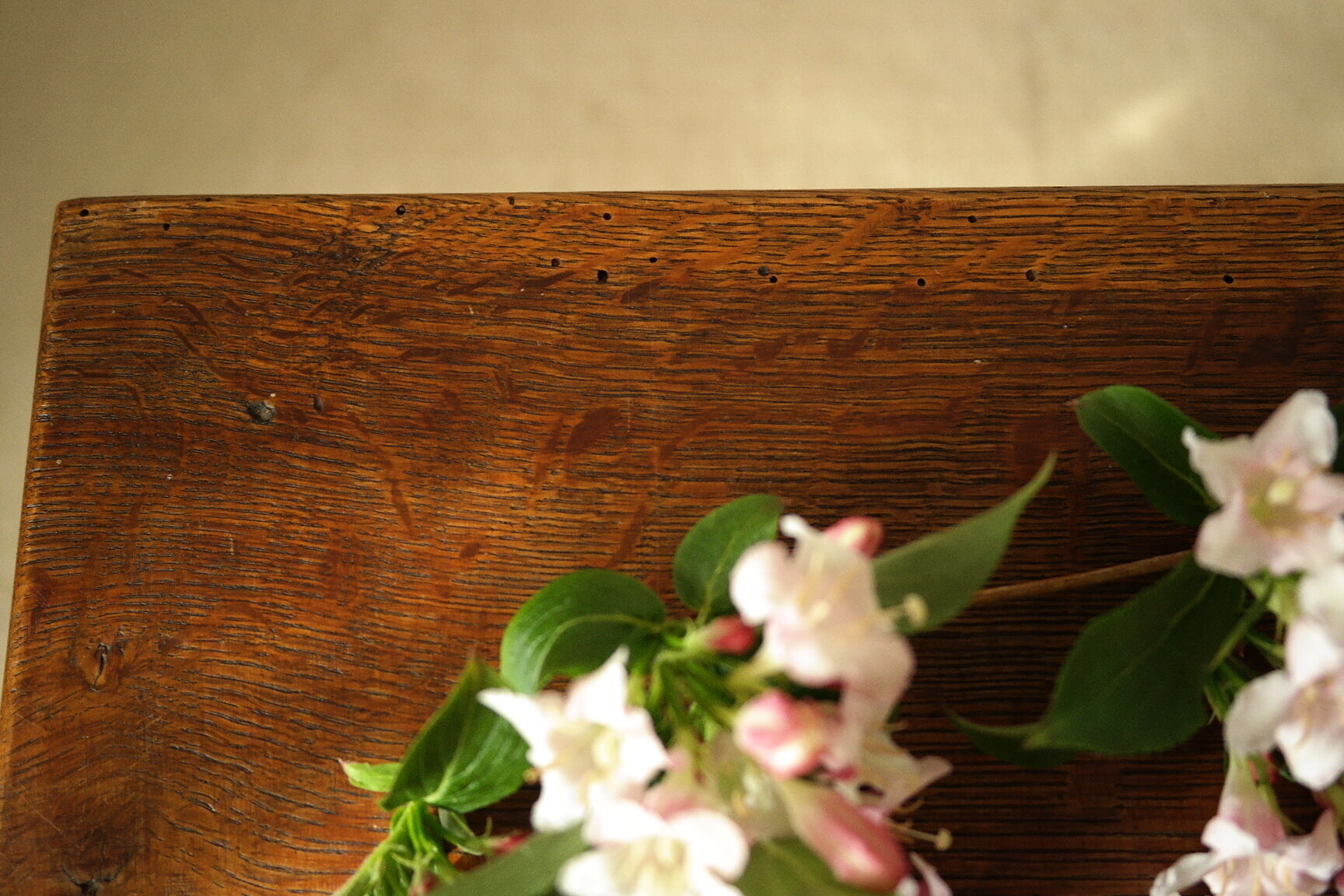 Pair of vintage country bedside tables oak and fir