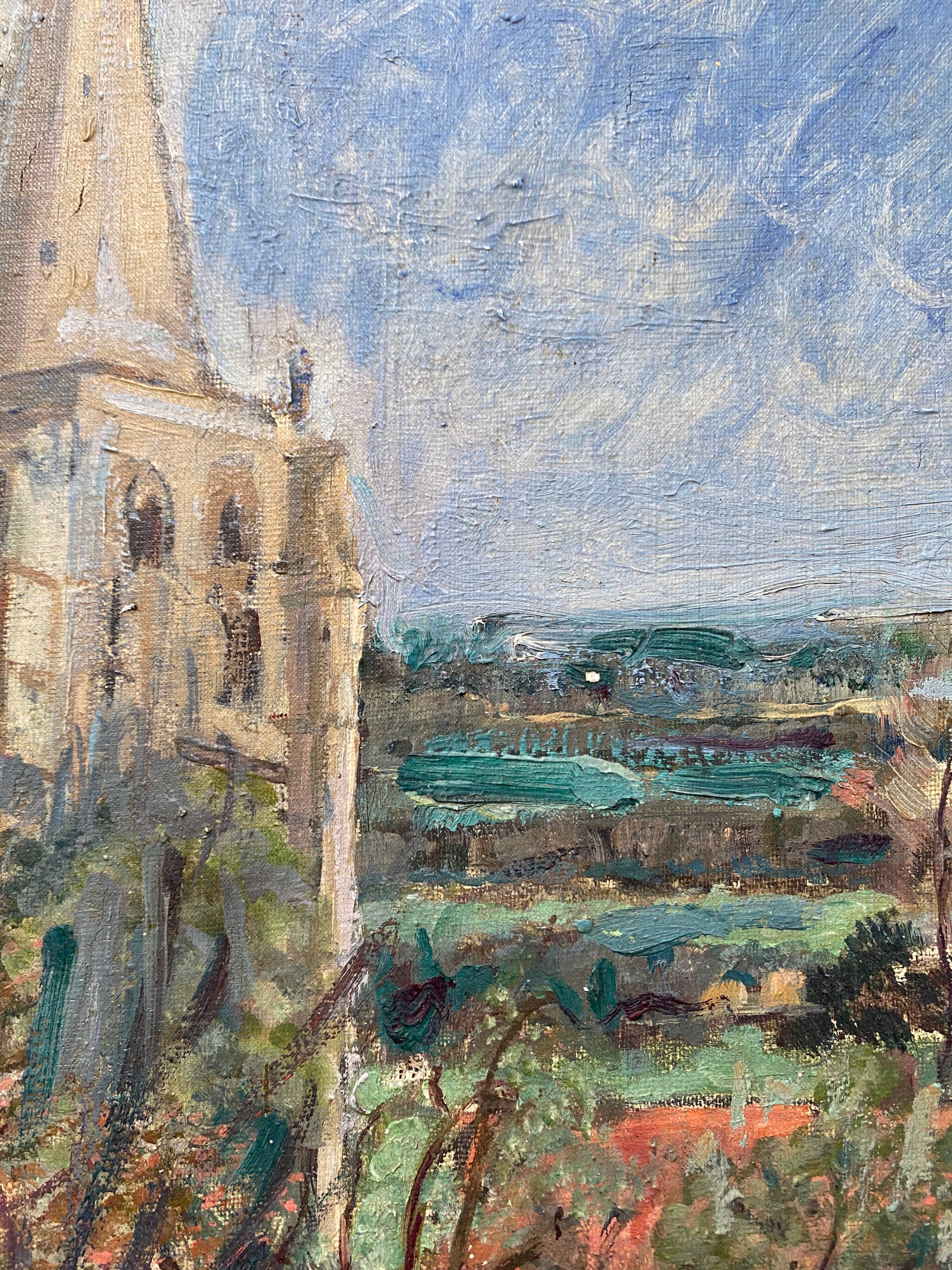 Painting "river and village" by Jacquelin Gaeremynck school of Leers