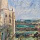 Painting "river and village" by Jacquelin Gaeremynck school of Leers