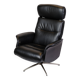 Lounge chair made in black leather & aluminium swivel from 1970s