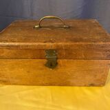 Old wooden box early 20th century market box with brass handle