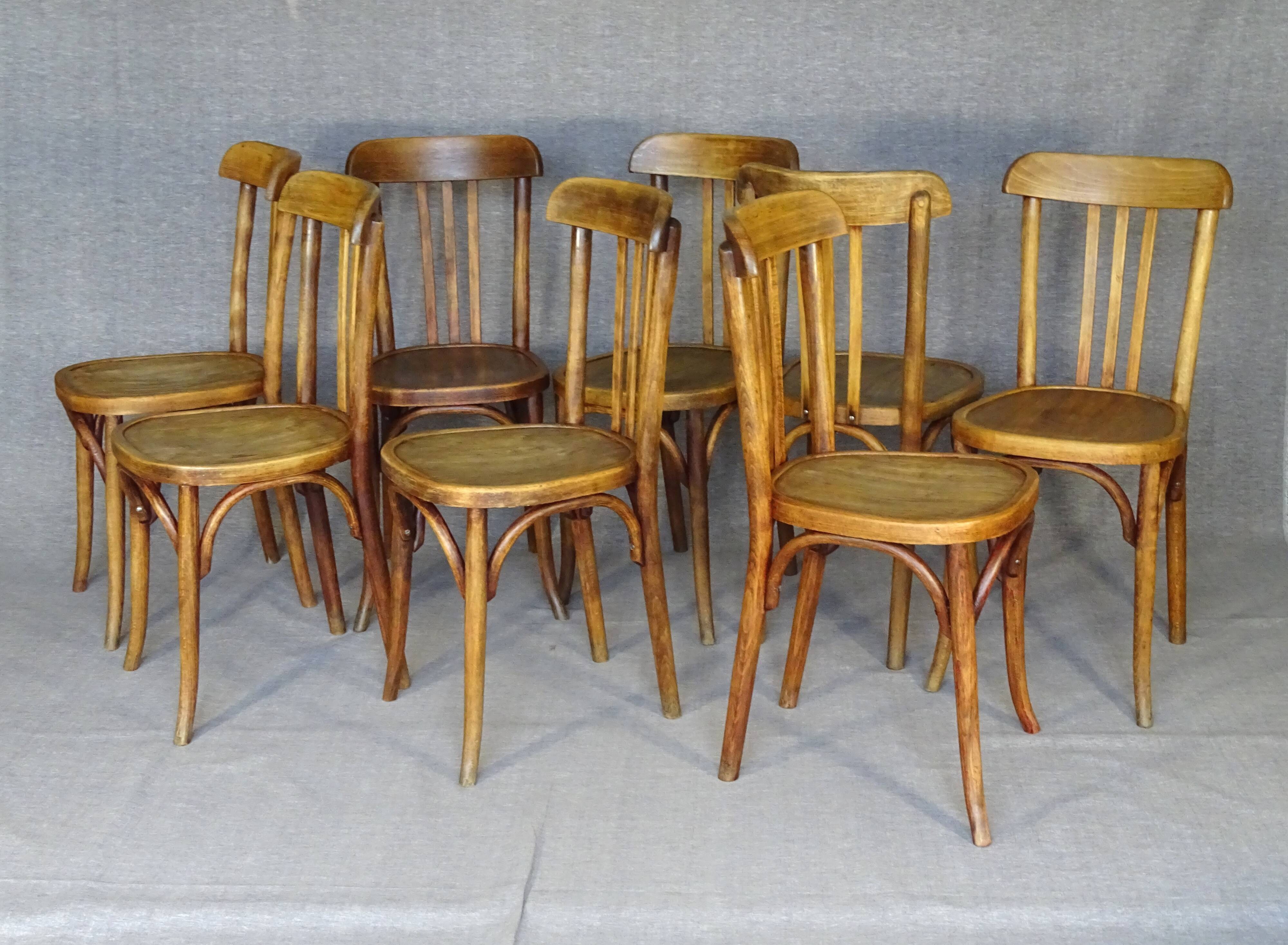 Set of 8 Fischel bentwood Bistrot chairs circa 1930