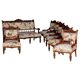 Czech Living Room Set in Beech and Walnut, 1890s, Set of 7