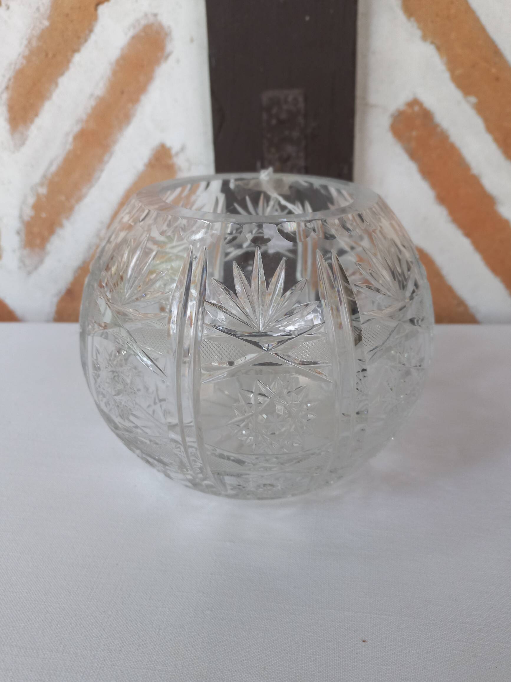 Chiseled glass ball vase