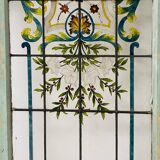 Art Deco window and transom in fir and painted glass, 20th century