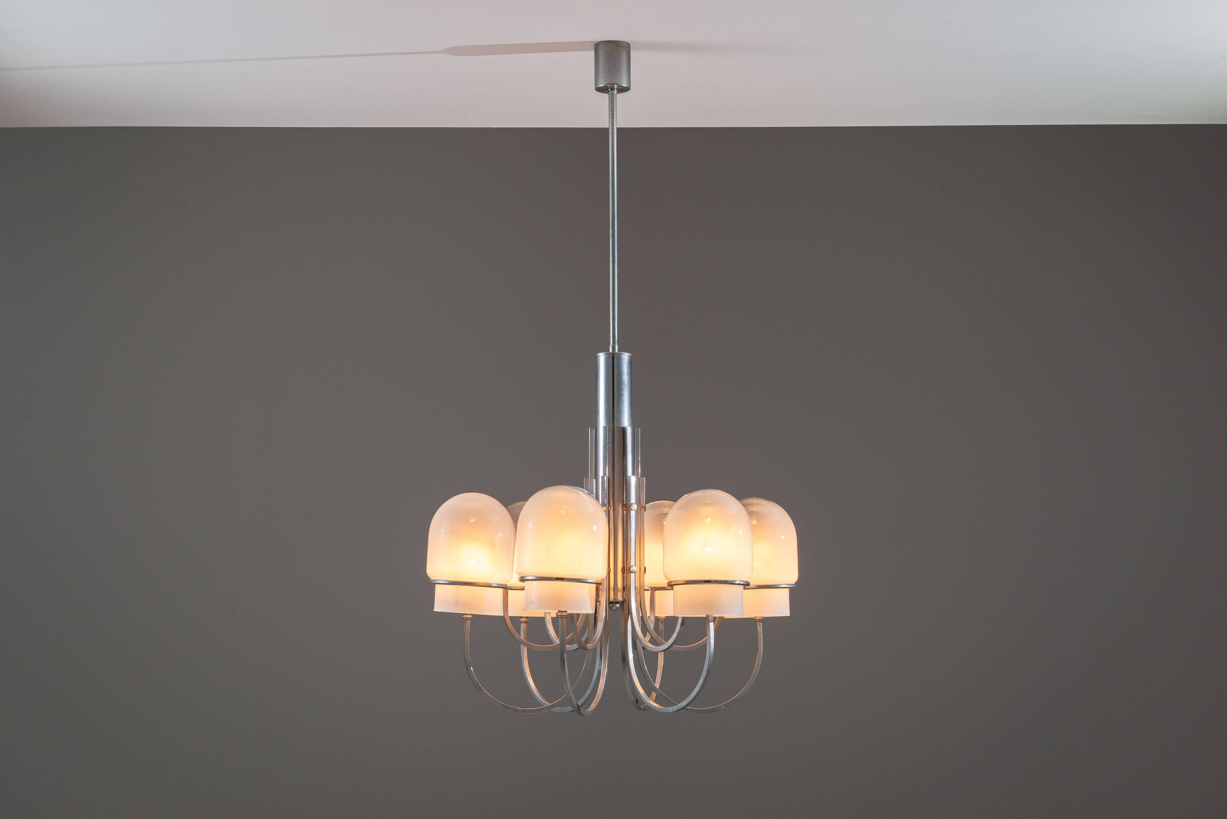 Angelo Gaetano Sciolari chandelier with six misty glass shades