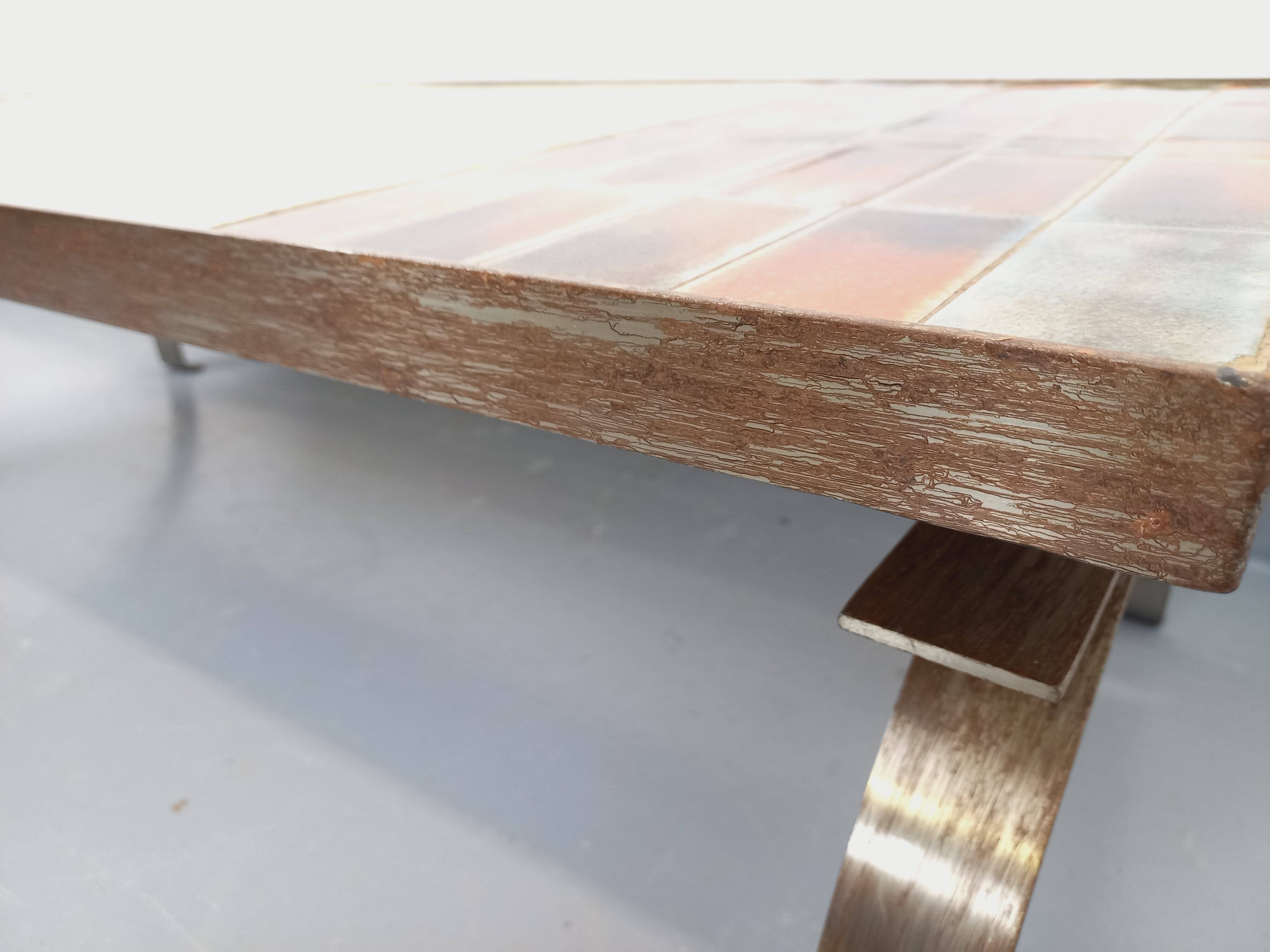 Vintage ceramic coffee table by Jean Gregorieff for Roche Bobois