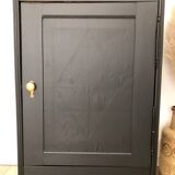 Vitrine vintage en bois massif, noir et jaune