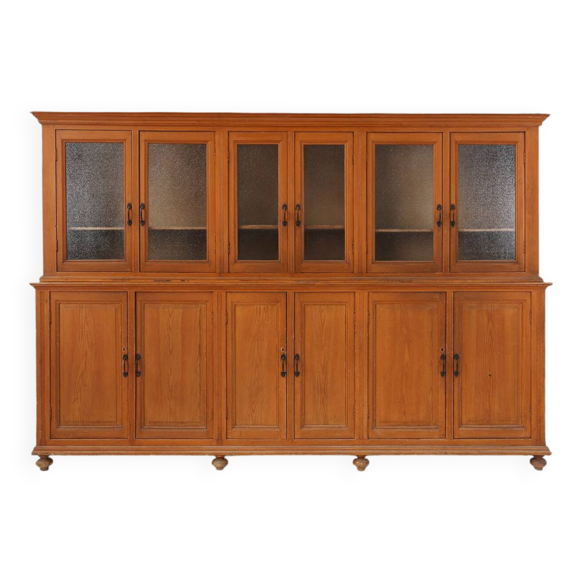 Impressive 12 doors monastery or display cabinet in pine, Belgium, 1890