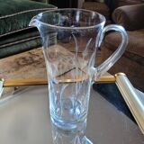 Pichet en verre gravé, base épaisse, années 70