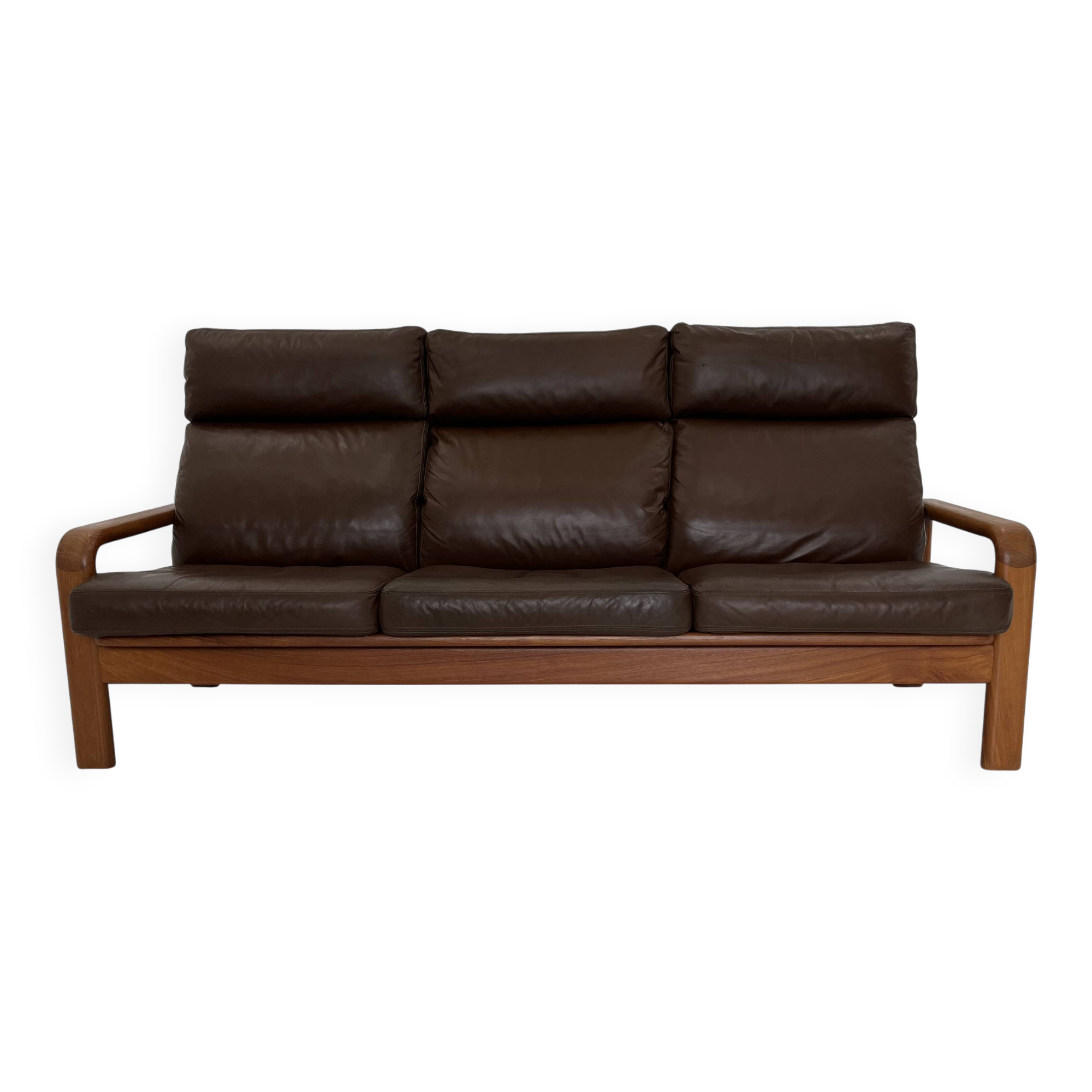 Mid-Century Leather 3-Seater Sofa by .L. Olsen & Søn, Denmark, 1960