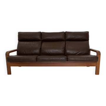 Mid-Century Leather 3-Seater Sofa by .L. Olsen & Søn, Denmark, 1960