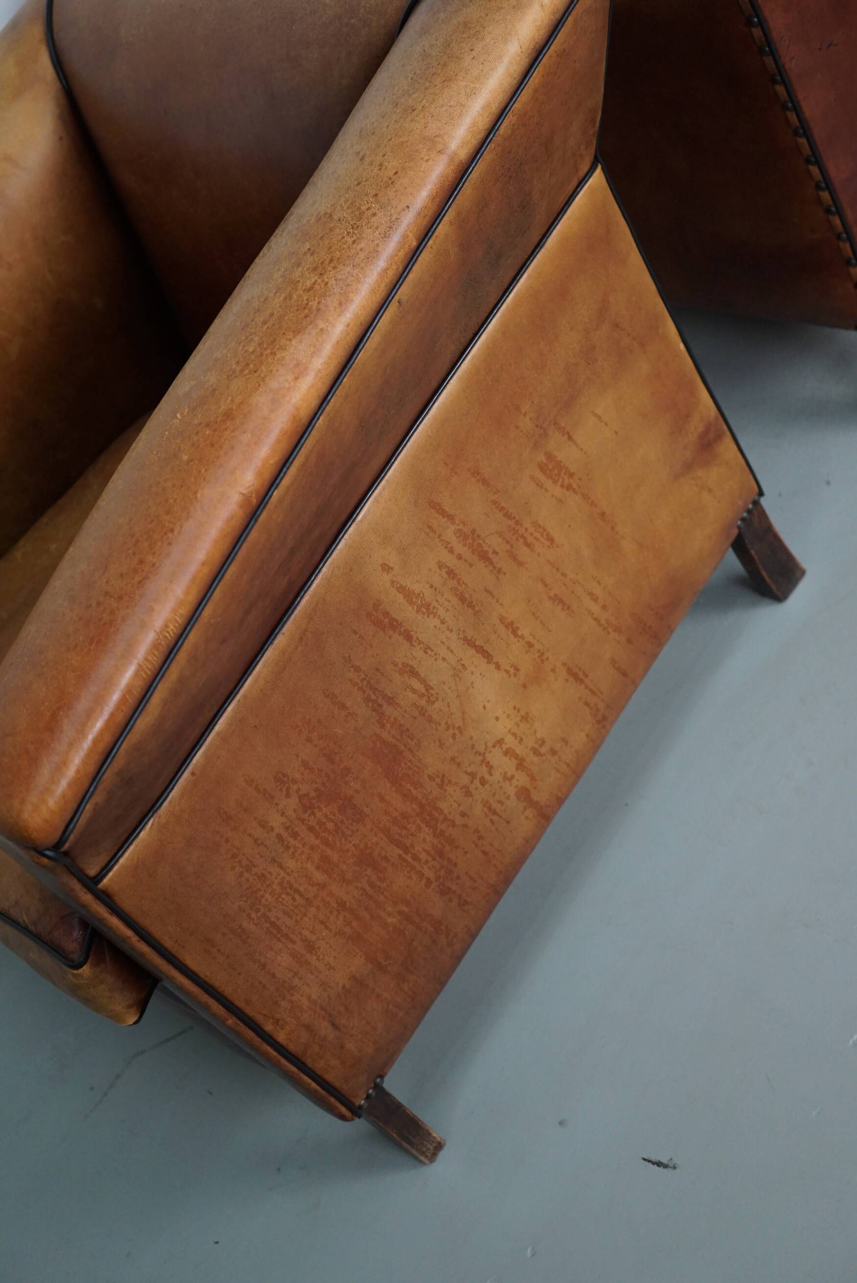 Vintage Dutch Club Chair in Cognac Leather, Set of 2